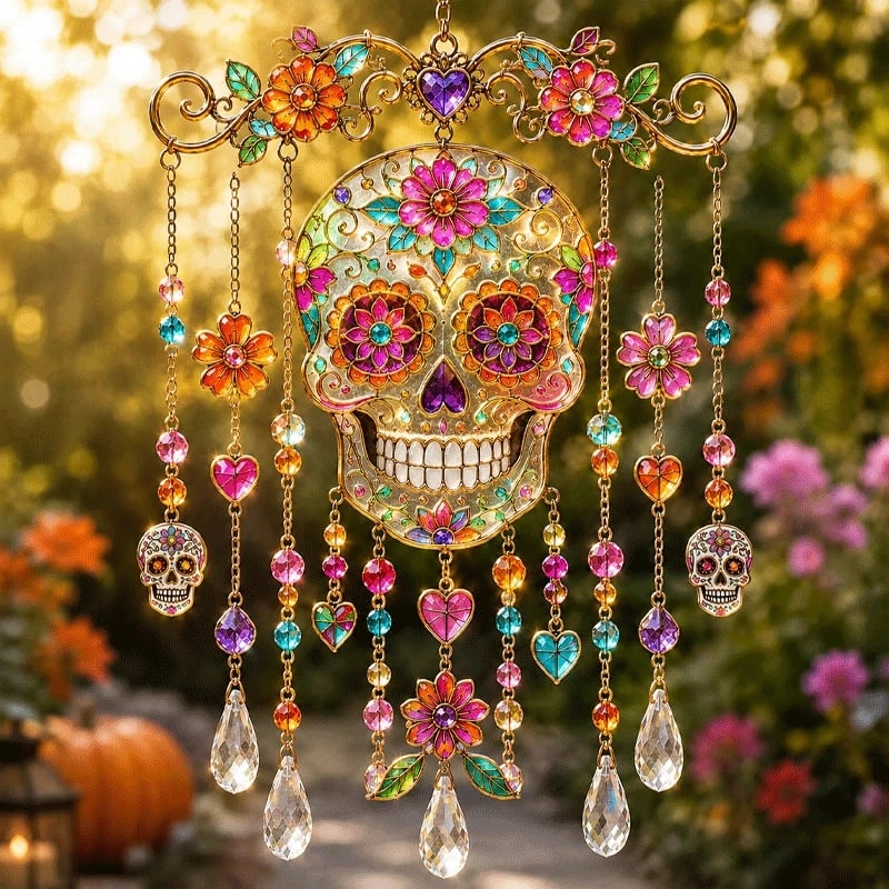 👻 Halloween Suncatcher Wind Chime – Cute Spooky Hanging Decor 🎃