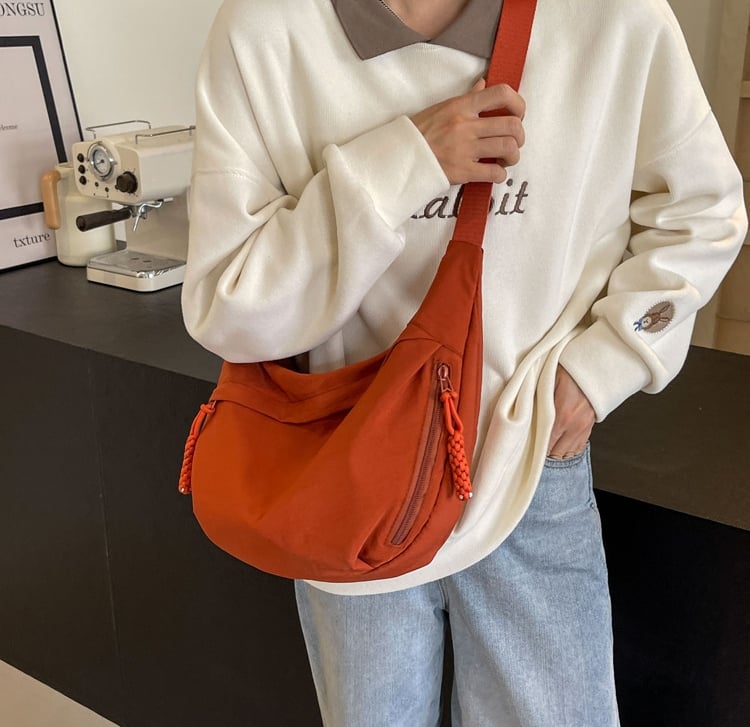 ⏰Designer Direct Sales👜Women's Fashion Plain Color Nylon Crossbody Hobo Bag