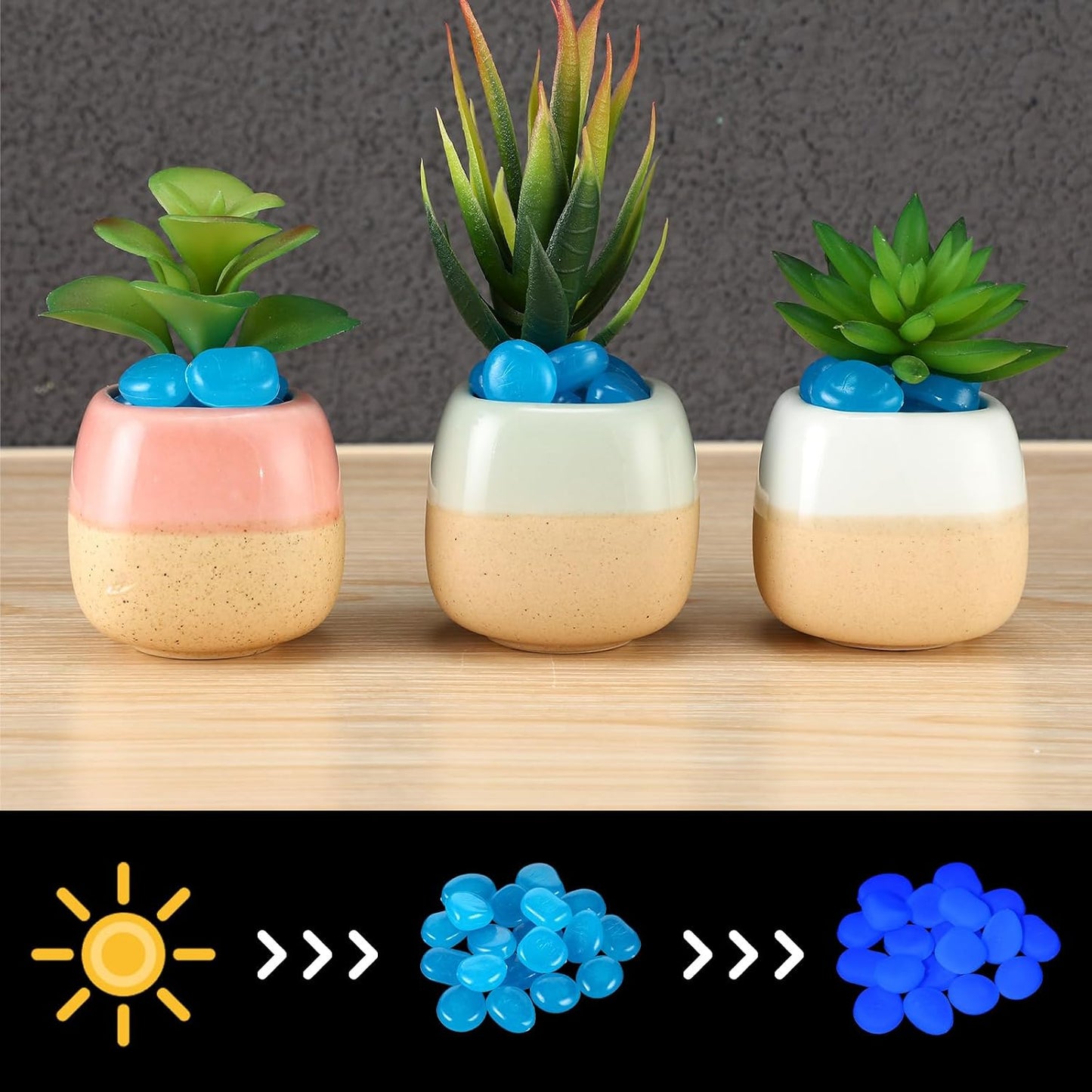Deep Blue Glow-in-the-Dark Pebbles for Gardens, Paths & Decor