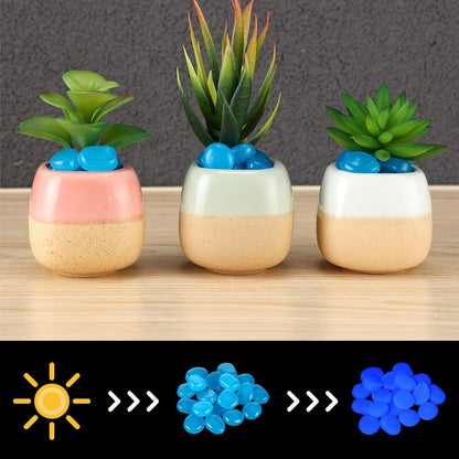 Deep Blue Glow-in-the-Dark Pebbles for Gardens, Paths & Decor
