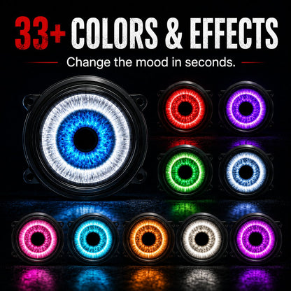 🔥RGB Animated Eye LED Headlight Kit – 33+ Colors & Effects