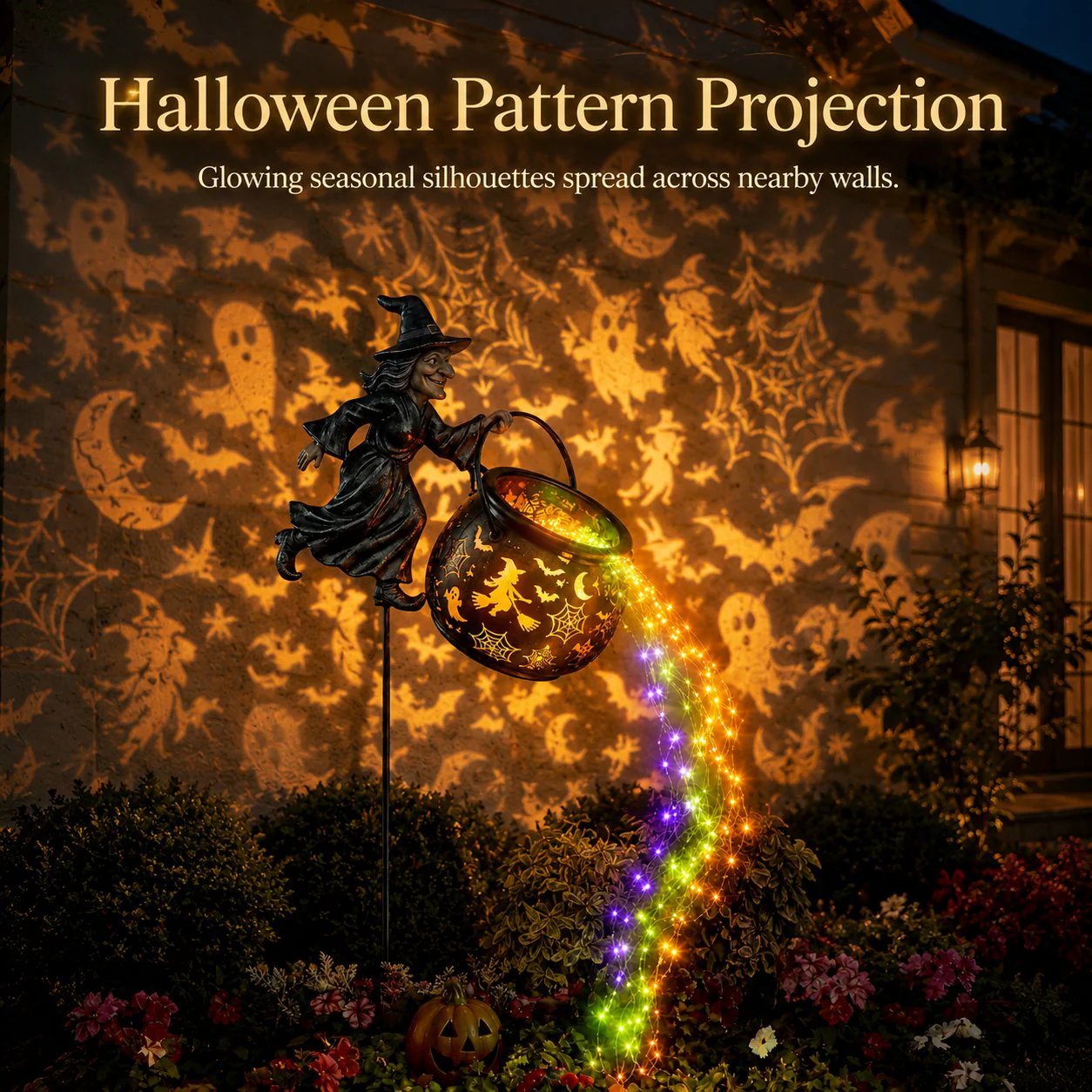 🔥LAST DAY 60% OFF🧙‍♀️ Turn Your Yard Into a Magical Halloween Scene | Glowing Witch Cauldron Garden Light