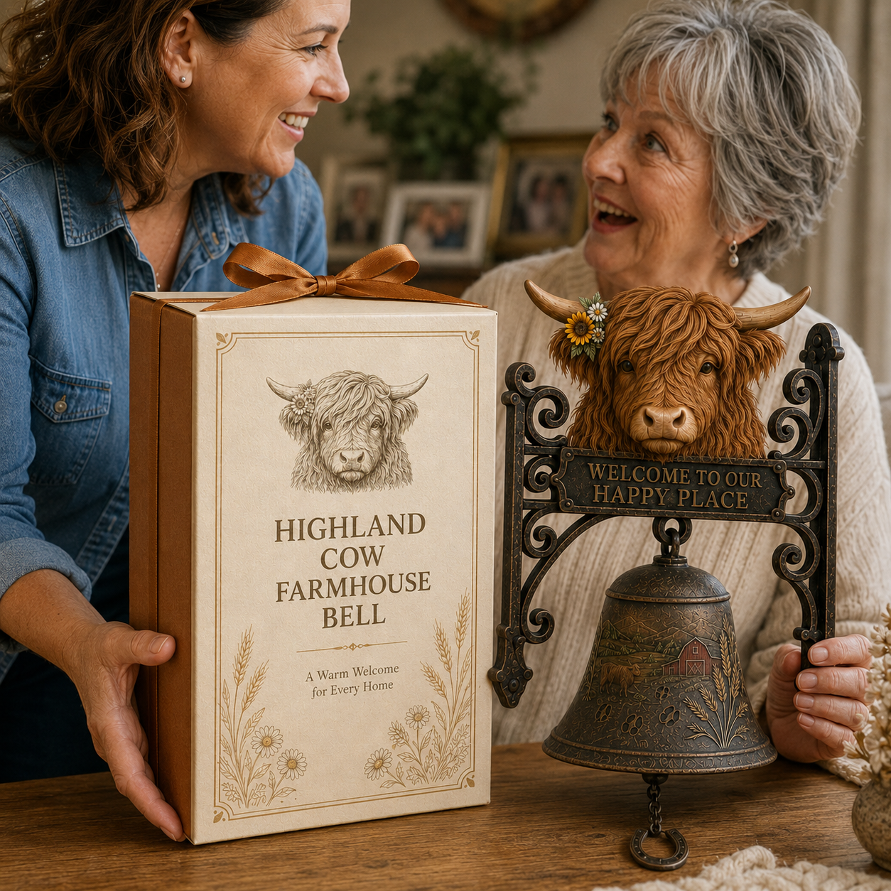 🐂Highland Cow Farmhouse Welcome Bell🔔