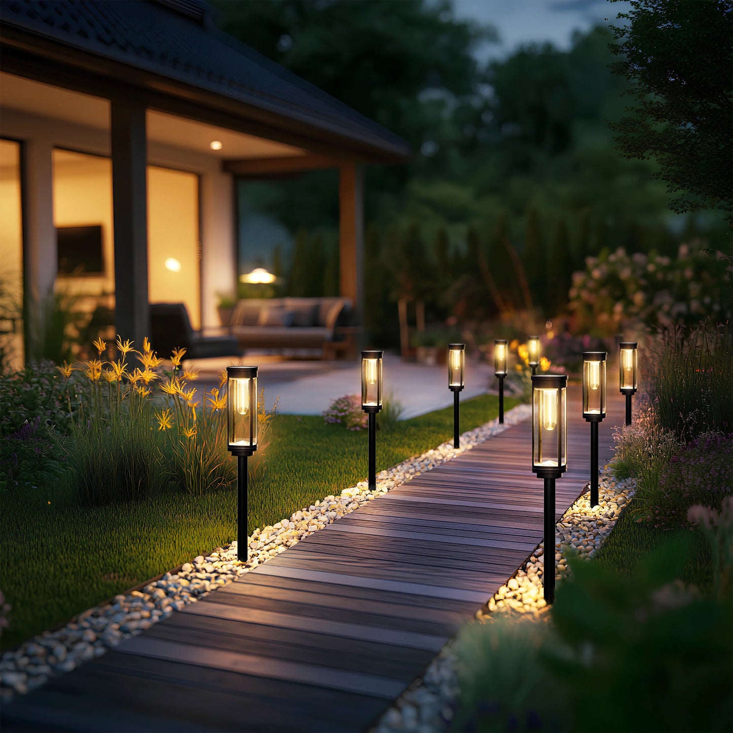 🎉Today's promotion: 60% Off ❤️Solar Pathway Lights with Automatic Dusk-to-Dawn Sensor and Waterproof Design