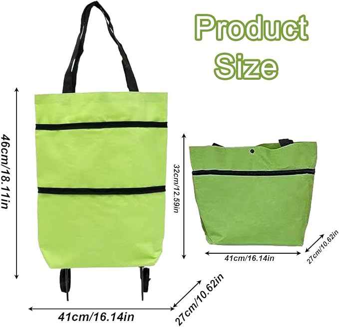 🌱✨ Limited Time 46% OFF✨ Collapsible Rolling Shopping Bag, Portable Foldable Wheeled Grocery Tote Bag Reusable Handbag For Supermarket Market Travel