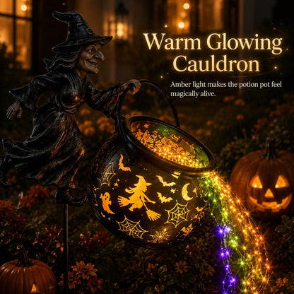 🔥LAST DAY 60% OFF🧙‍♀️ Turn Your Yard Into a Magical Halloween Scene | Glowing Witch Cauldron Garden Light