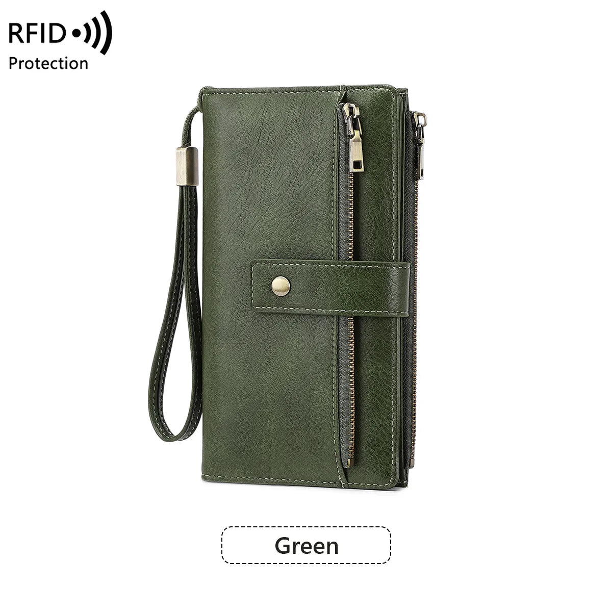🔥Women's long wallet, stylish clutch, elegant solid color RFID blocking wallet