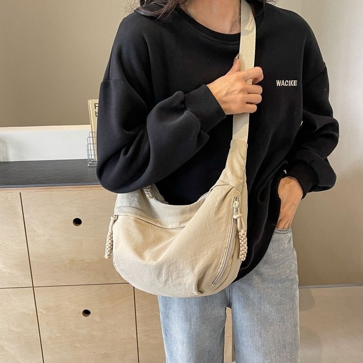 ⏰Designer Direct Sales👜Women's Fashion Plain Color Nylon Crossbody Hobo Bag