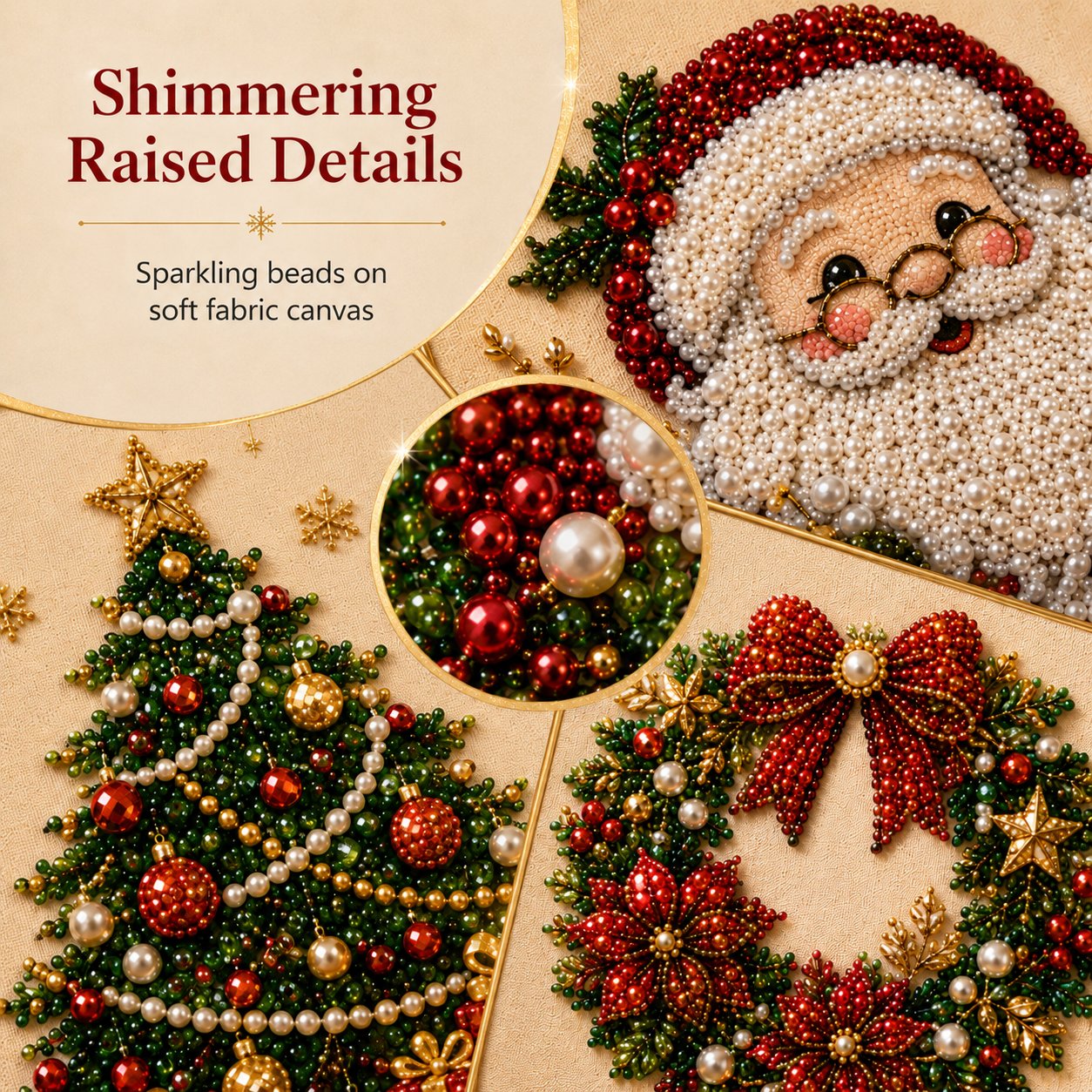 🧘Relaxing & Beginner-Friendly - 🎨💎DIY Christmas Bead Art Diamond Painting Set