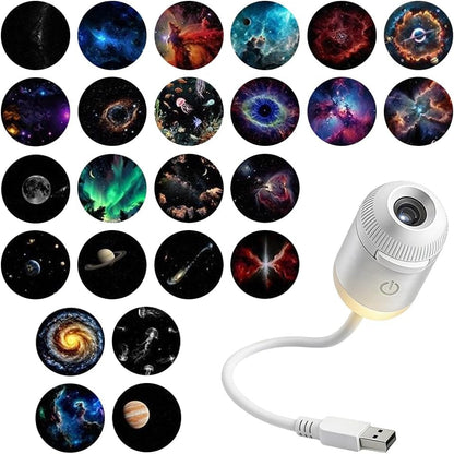 2-In-1 Galaxy Projector Night Light, USB Star Projector with Adjustable Brightness, Mini Galaxy Light Projector for Bedroom Ceiling Wall Room Decor