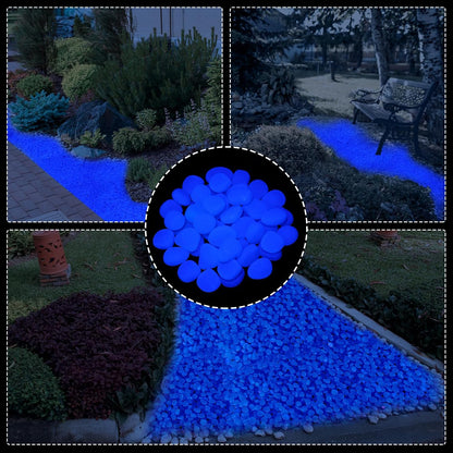 Deep Blue Glow-in-the-Dark Pebbles for Gardens, Paths & Decor