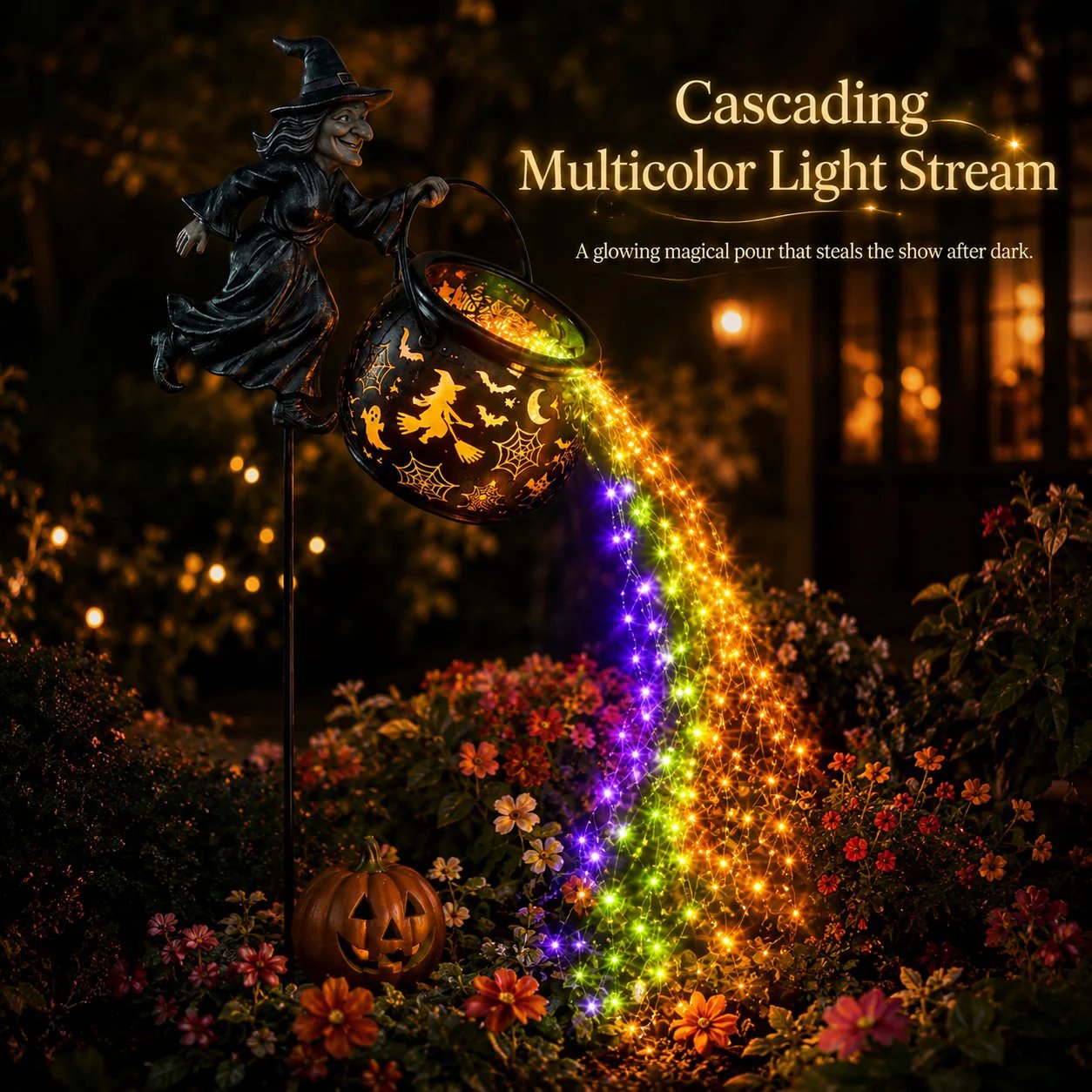 🔥LAST DAY 60% OFF🧙‍♀️ Turn Your Yard Into a Magical Halloween Scene | Glowing Witch Cauldron Garden Light