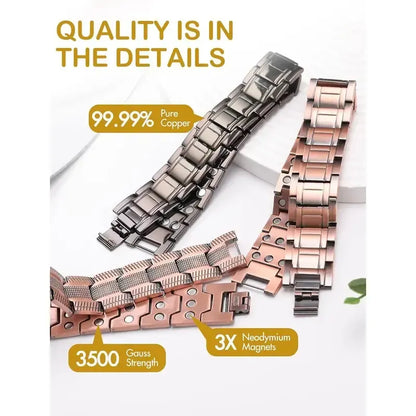 🧲 Timeless Copper Style. Magnetic Detail. Everyday Confidence.Relieve fatigue and promote blood circulation