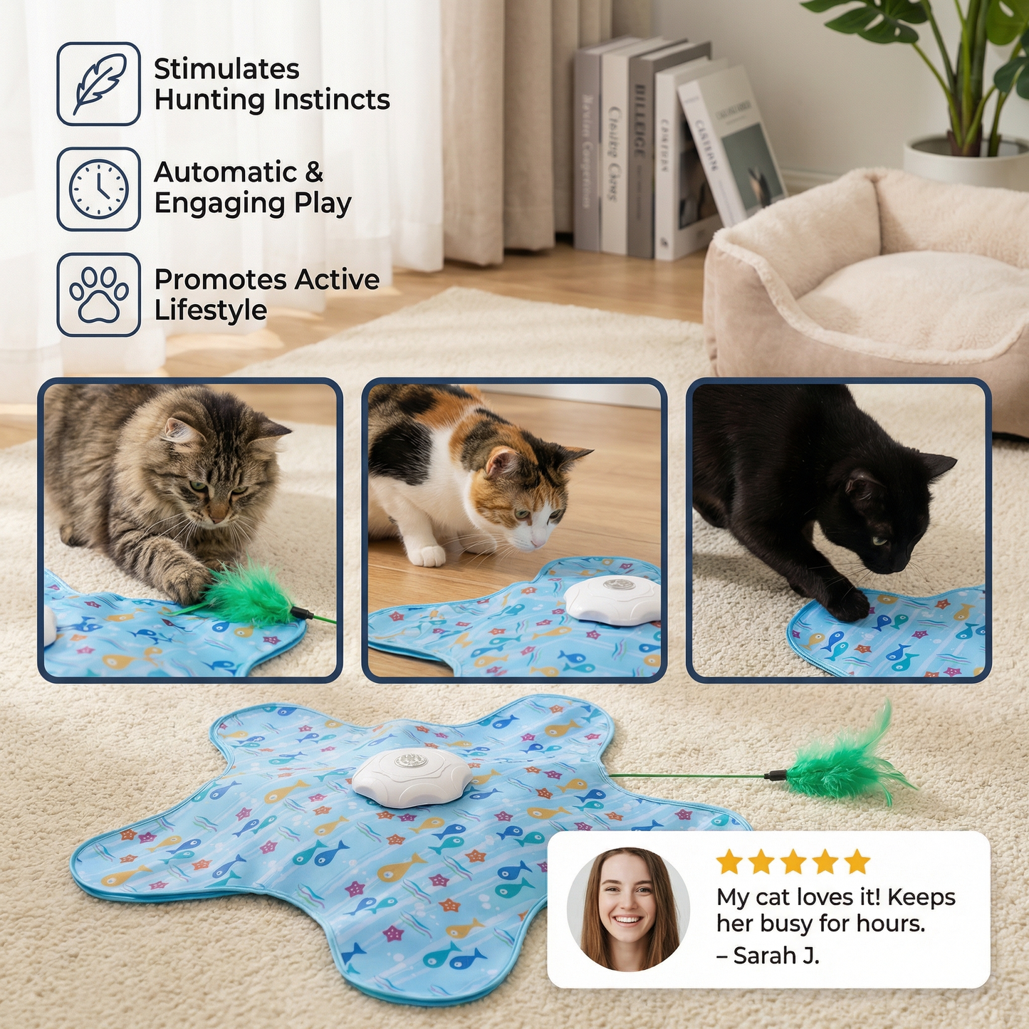Automatic Teaser Toy for Active House Cats