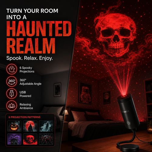 💀 💀💀Plug-&-Play HD Star Projector: Halloween 6-Disc Set