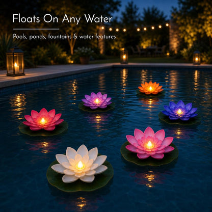 🌸 Floating Lotus Lights – Turn Your Pool or Pond Into a Glowing Night Garden