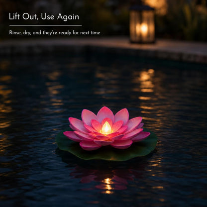 🌸 Floating Lotus Lights – Turn Your Pool or Pond Into a Glowing Night Garden