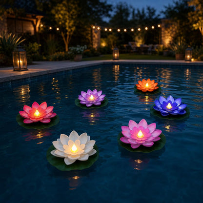 🌸 Floating Lotus Lights – Turn Your Pool or Pond Into a Glowing Night Garden