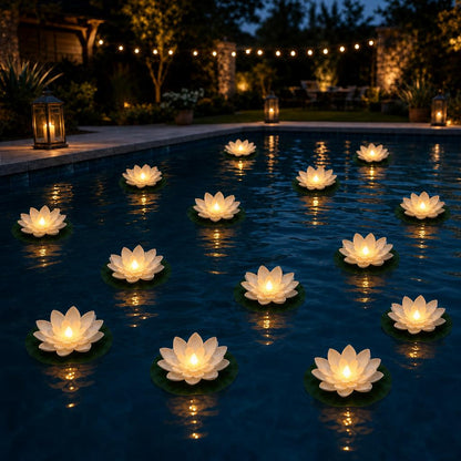 🌸 Floating Lotus Lights – Turn Your Pool or Pond Into a Glowing Night Garden