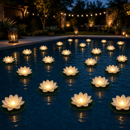 🌸 Floating Lotus Lights – Turn Your Pool or Pond Into a Glowing Night Garden