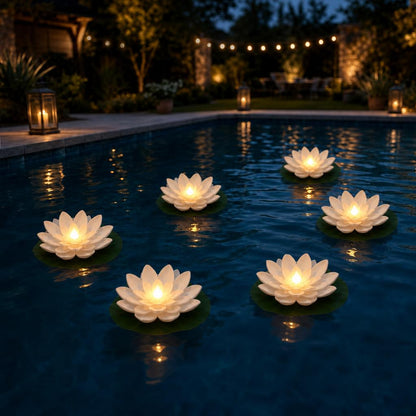 🌸 Floating Lotus Lights – Turn Your Pool or Pond Into a Glowing Night Garden
