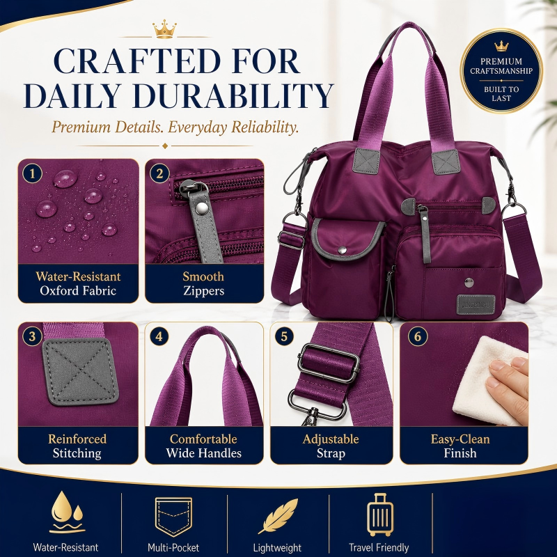 🔥🔥Last Day Discount 62% Off - Waterproof Tote Bag – 3-Way Carry & Spacious Organization