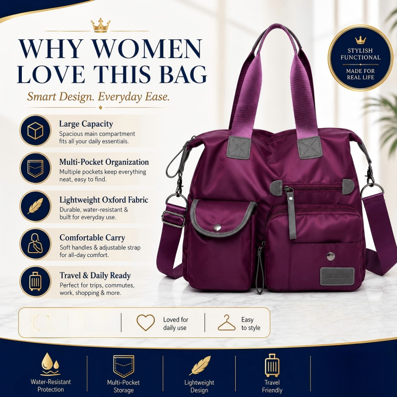 🔥🔥Last Day Discount 62% Off - Waterproof Tote Bag – 3-Way Carry & Spacious Organization