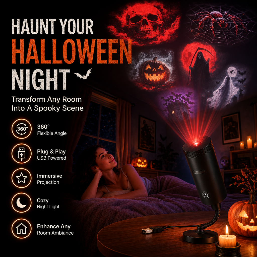 💀 💀💀Plug-&-Play HD Star Projector: Halloween 6-Disc Set