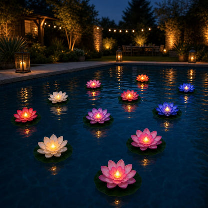 🌸 Floating Lotus Lights – Turn Your Pool or Pond Into a Glowing Night Garden