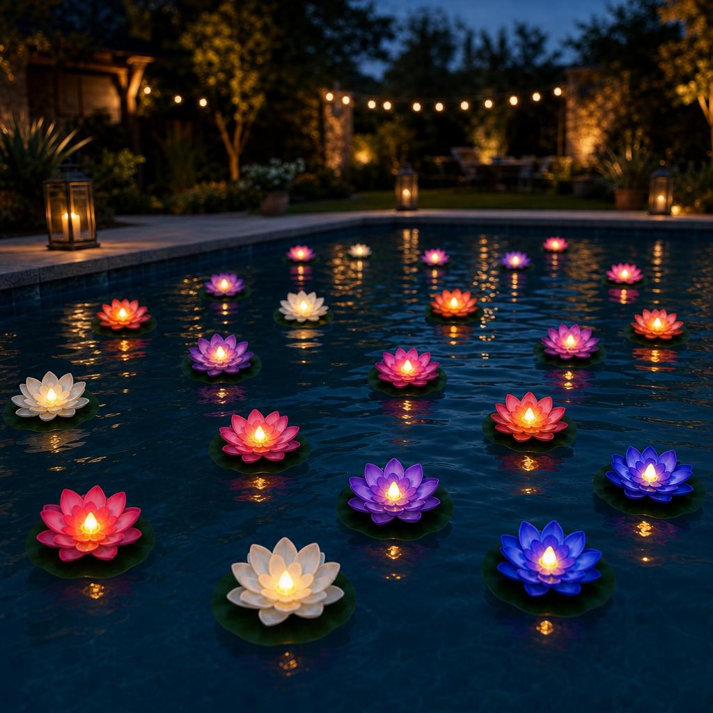 🌸 Floating Lotus Lights – Turn Your Pool or Pond Into a Glowing Night Garden